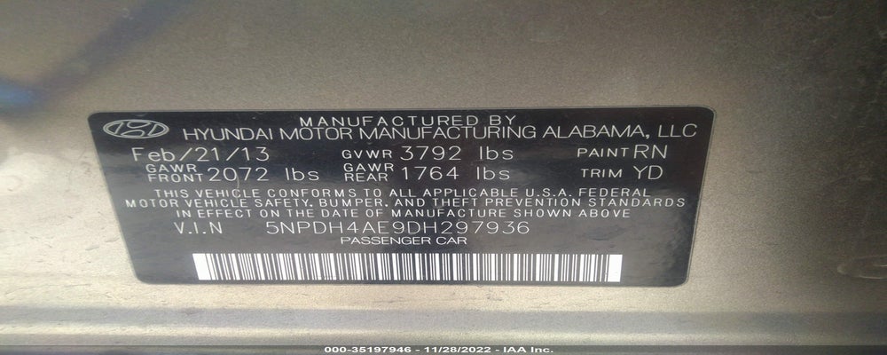 5NPDH4AE9DH297936 2013 HYUNDAI ELANTRA photo no. 9