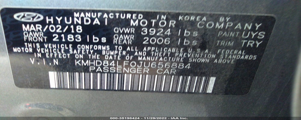 KMHD84LF0JU656884 2018 HYUNDAI ELANTRA photo no. 9
