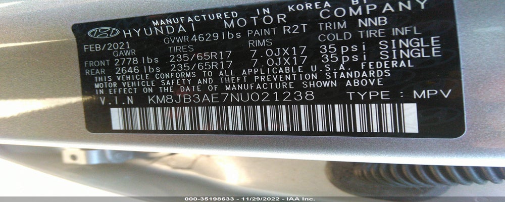 KM8JB3AE7NU021238 2022 HYUNDAI TUCSON photo no. 9