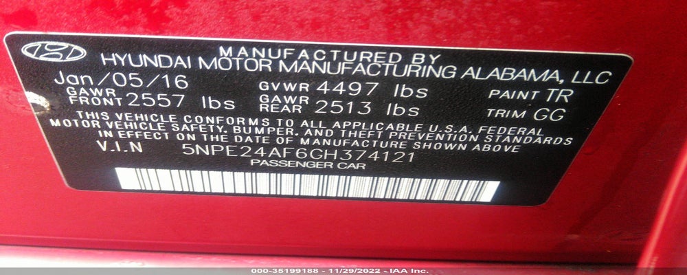 5NPE24AF6GH374121 2016 HYUNDAI SONATA photo no. 9