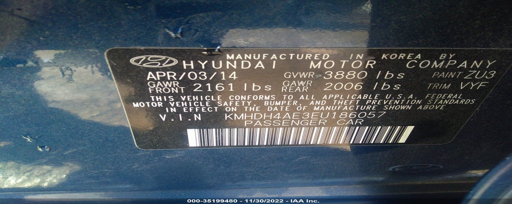 KMHDH4AE3EU186057 2014 HYUNDAI ELANTRA photo no. 9
