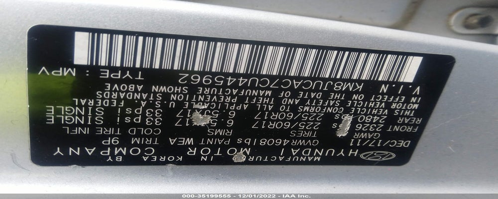 KM8JUCAC7CU445962 2012 HYUNDAI TUCSON photo no. 9