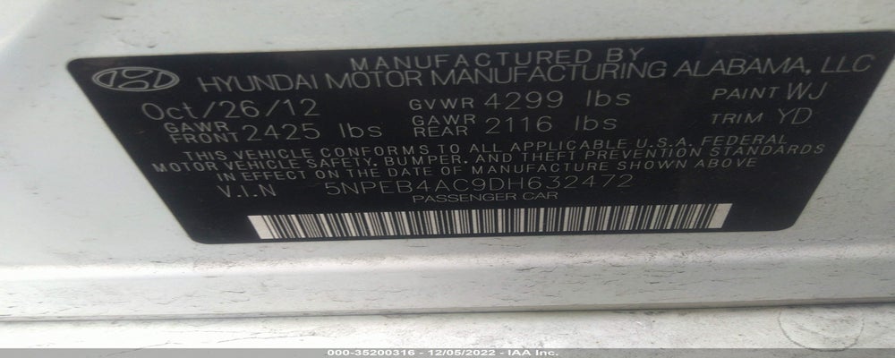 5NPEB4AC9DH632472 2013 HYUNDAI SONATA photo no. 9