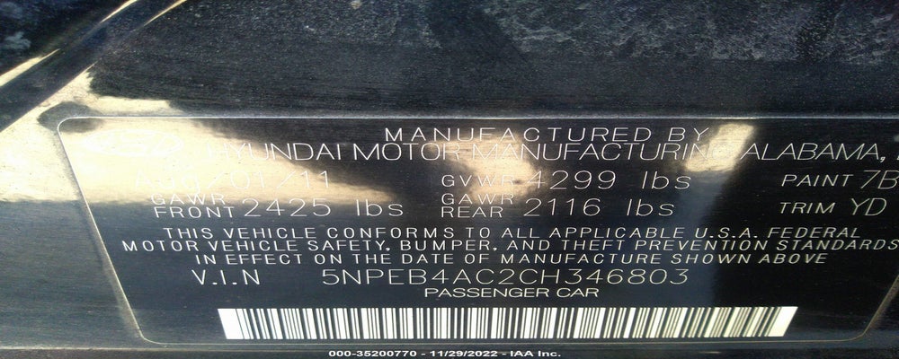 5NPEB4AC2CH346803 2012 HYUNDAI SONATA photo no. 9
