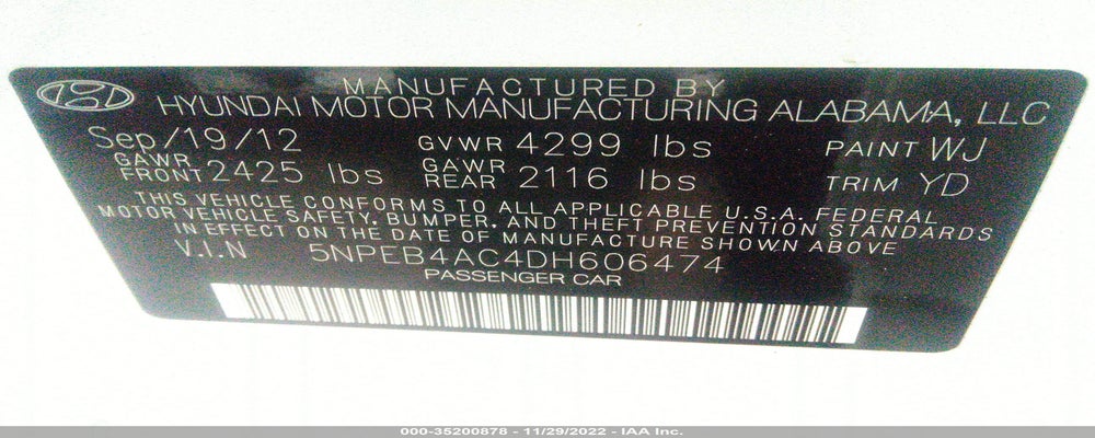 5NPEB4AC4DH606474 2013 HYUNDAI SONATA photo no. 9