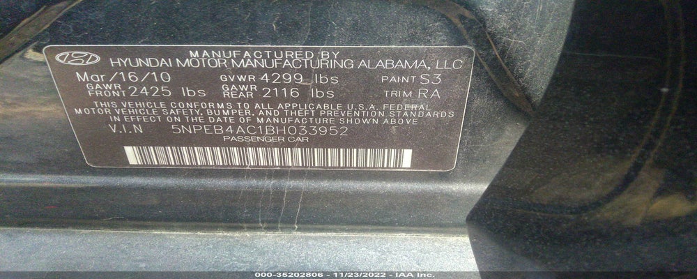 5NPEB4AC1BH033952 2011 HYUNDAI SONATA photo no. 9