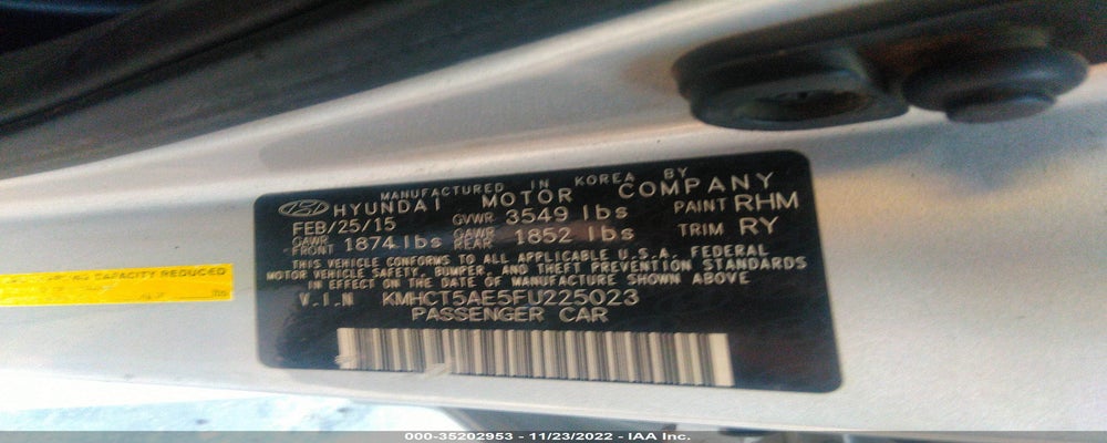 KMHCT5AE5FU225023 2015 HYUNDAI ACCENT photo no. 9