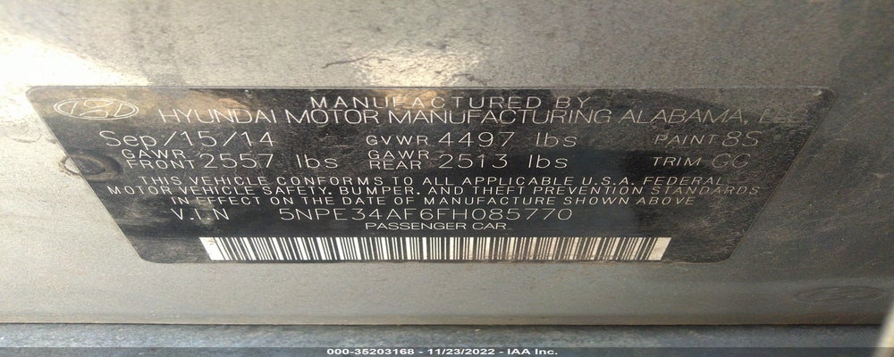 5NPE34AF6FH085770 2015 HYUNDAI SONATA photo no. 9
