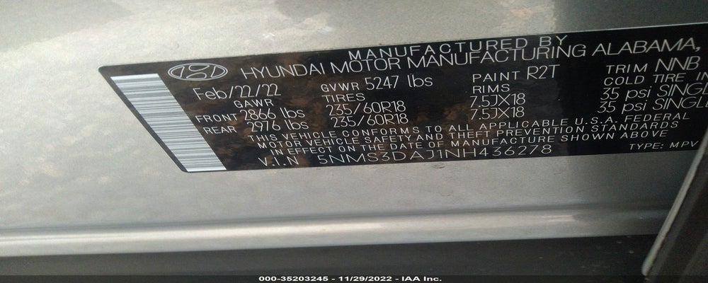 5NMS3DAJ1NH436278 2022 HYUNDAI SANTA FE photo no. 9