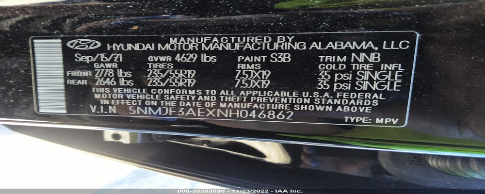 5NMJF3AEXNH046862 2022 HYUNDAI TUCSON photo no. 9