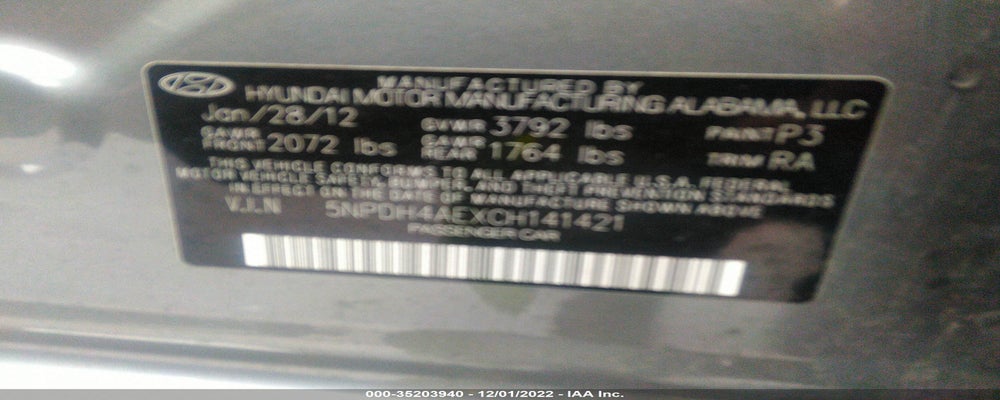 5NPDH4AEXCH141421 2012 HYUNDAI ELANTRA photo no. 9
