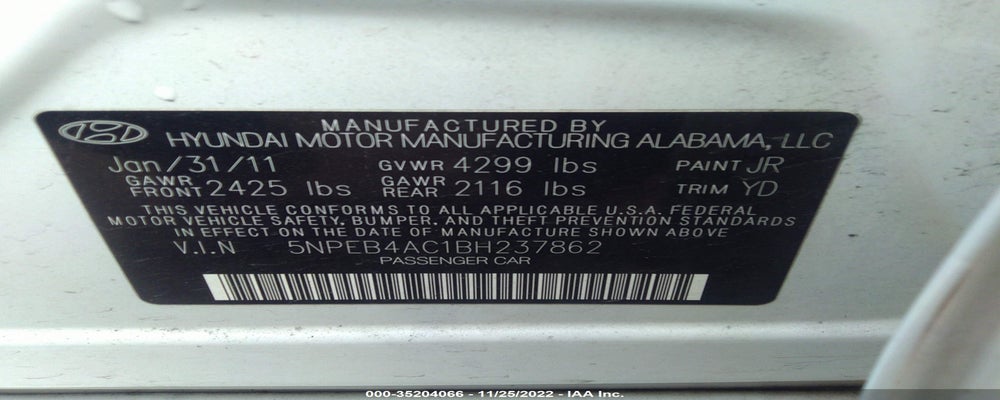 5NPEB4AC1BH237862 2011 HYUNDAI SONATA photo no. 9
