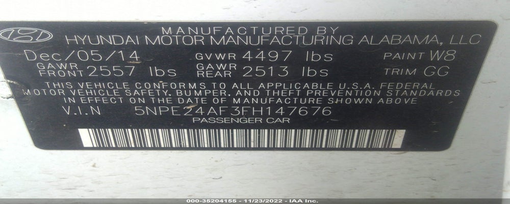 5NPE24AF3FH147676 2015 HYUNDAI SONATA photo no. 9