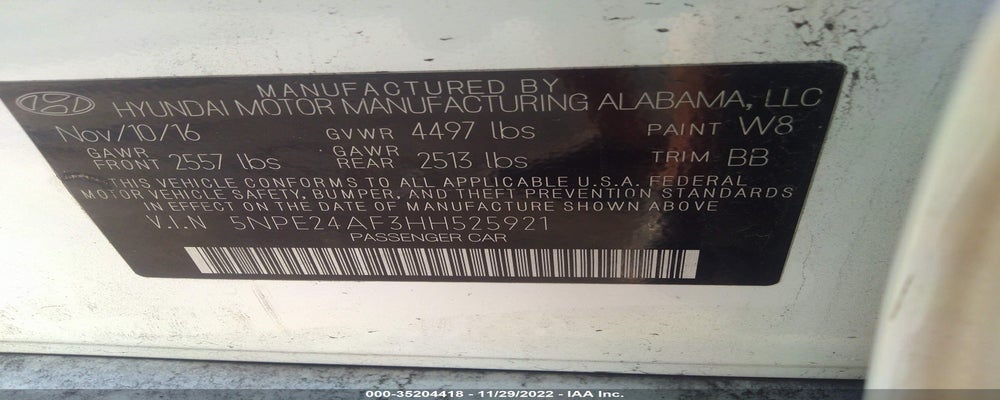 5NPE24AF3HH525921 2017 HYUNDAI SONATA photo no. 9