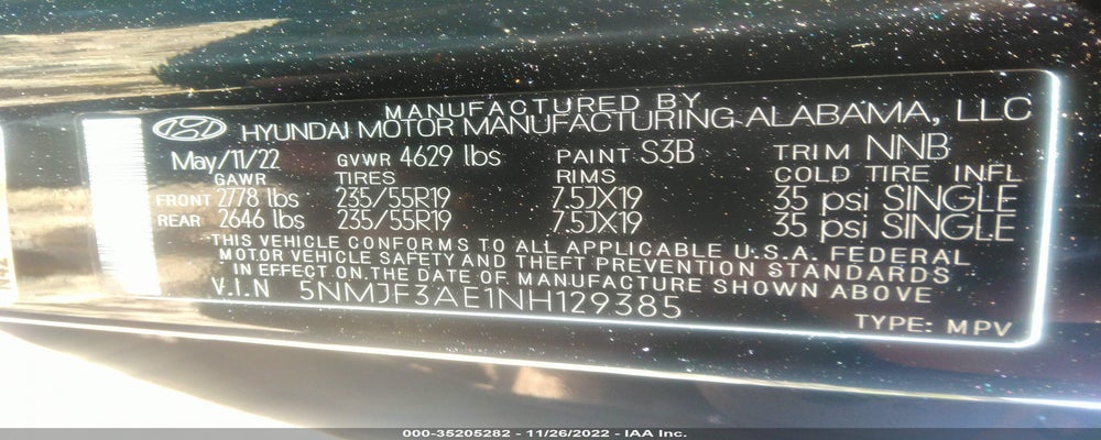 5NMJF3AE1NH129385 2022 HYUNDAI TUCSON photo no. 9
