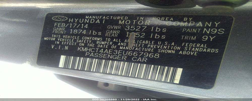 KMHCT4AE3EU667968 2014 HYUNDAI ACCENT photo no. 9