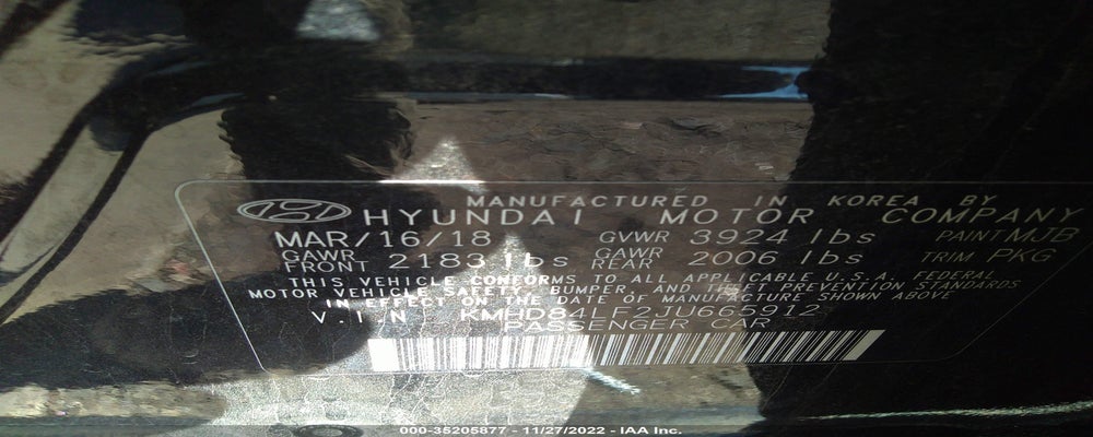 KMHD84LF2JU665912 2018 HYUNDAI ELANTRA photo no. 9