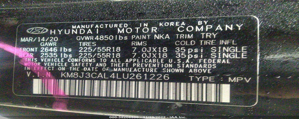 KM8J3CAL4LU261226 2020 HYUNDAI TUCSON photo no. 9