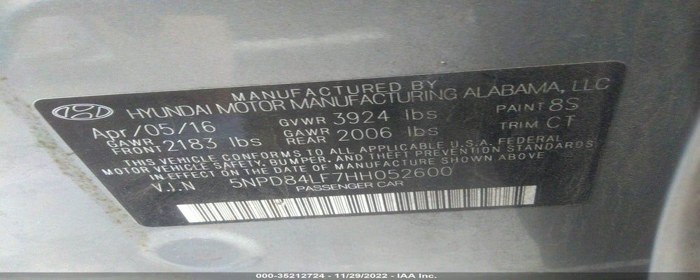 5NPD84LF7HH052600 2017 HYUNDAI ELANTRA photo no. 9