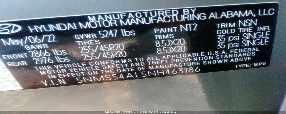 5NMS54AL5NH463186 2022 HYUNDAI SANTA FE photo no. 9