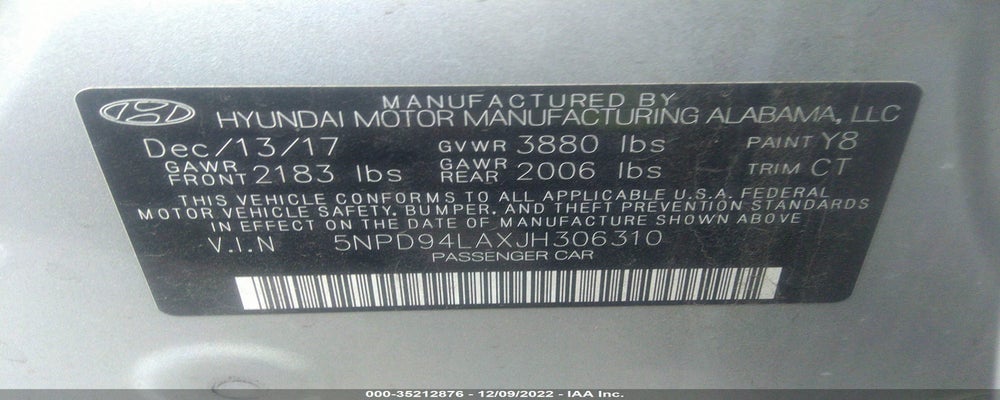 5NPD94LAXJH306310 2018 HYUNDAI ELANTRA photo no. 9