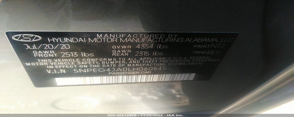 5NPEG4JA0LH060545 2020 HYUNDAI SONATA photo no. 9