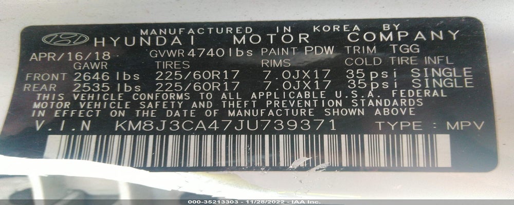 KM8J3CA47JU739371 2018 HYUNDAI TUCSON photo no. 9