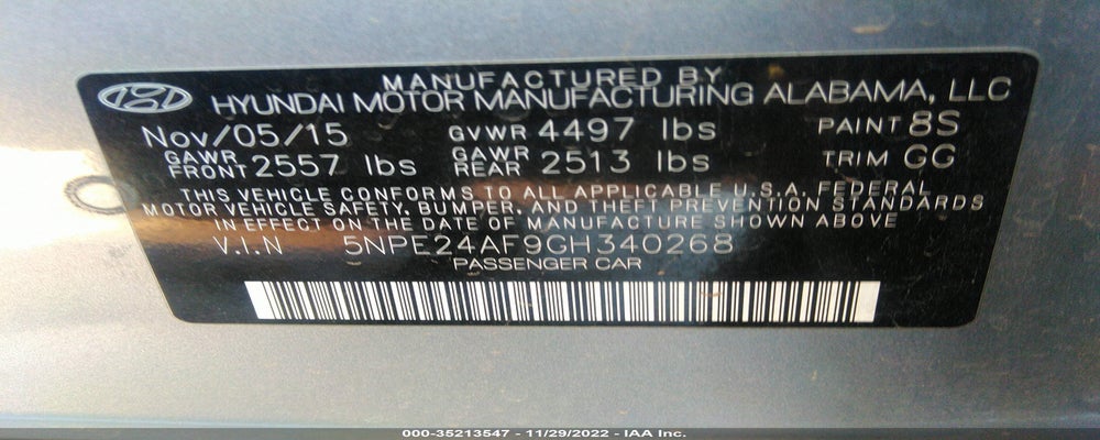 5NPE24AF9GH340268 2016 HYUNDAI SONATA photo no. 9