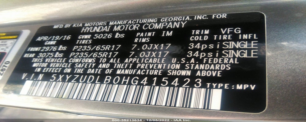 5XYZUDLB0HG415423 2017 HYUNDAI SANTA FE SPORT photo no. 9