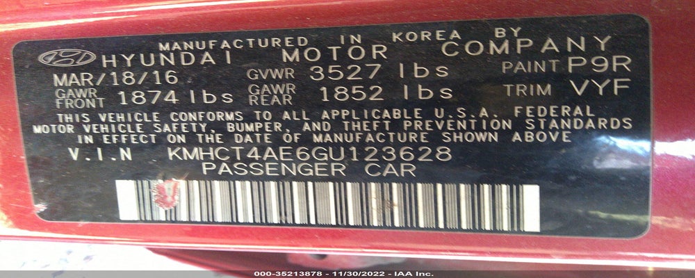 KMHCT4AE6GU123628 2016 HYUNDAI ACCENT photo no. 9