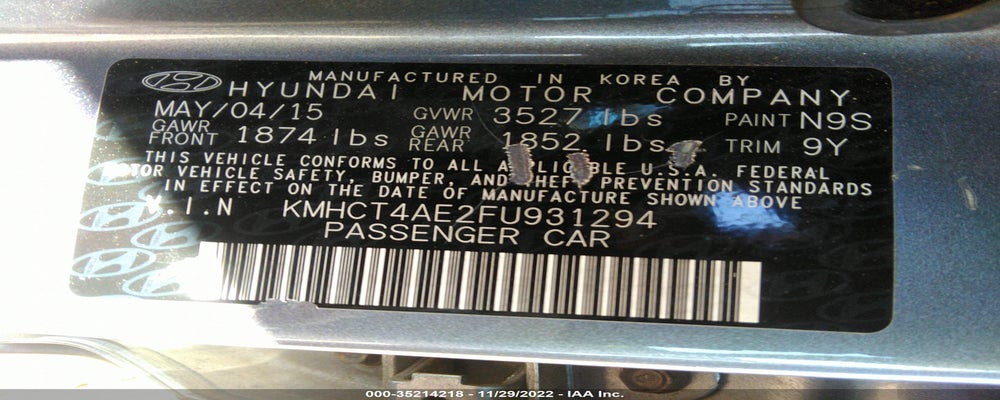 KMHCT4AE2FU931294 2015 HYUNDAI ACCENT photo no. 9
