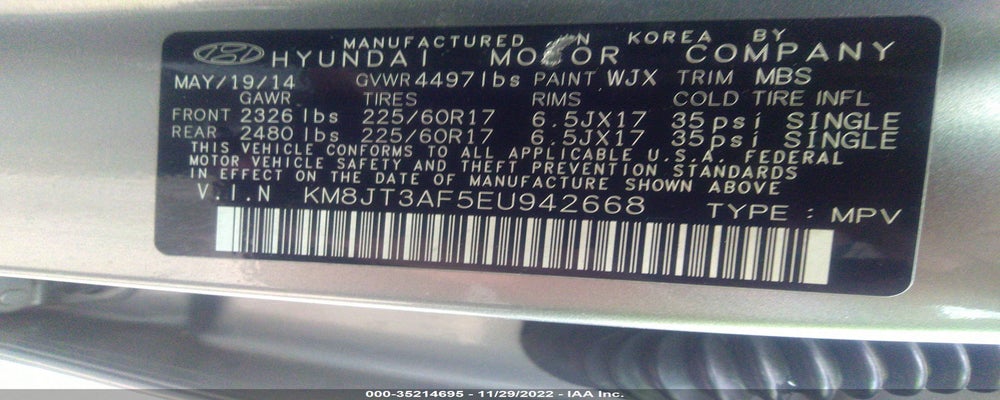 KM8JT3AF5EU942668 2014 HYUNDAI TUCSON photo no. 9