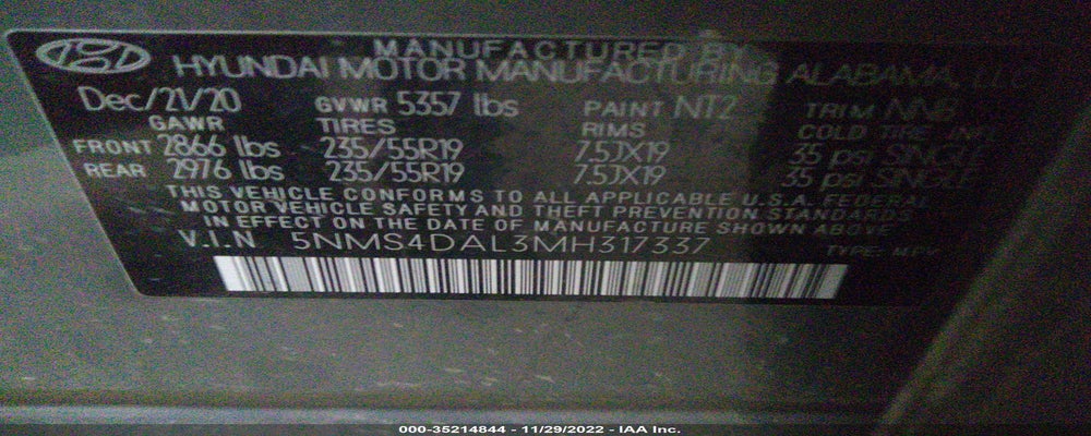 5NMS4DAL3MH317337 2021 HYUNDAI SANTA FE photo no. 9