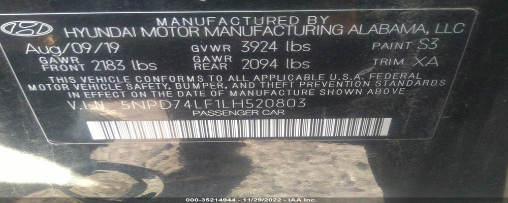 5NPD74LF1LH520803 2020 HYUNDAI ELANTRA photo no. 9