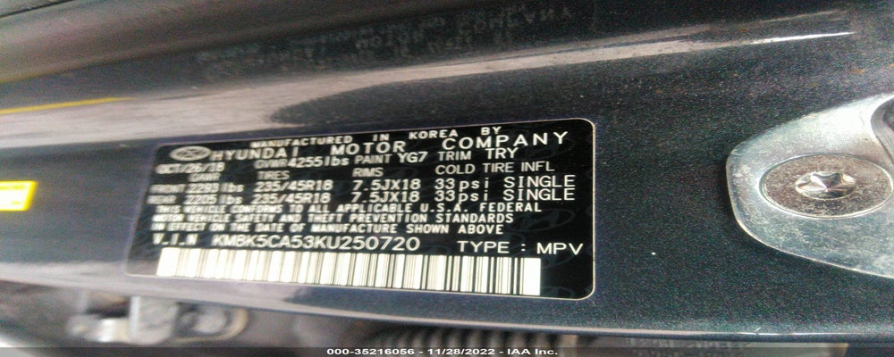 KM8K5CA53KU250720 2019 HYUNDAI KONA photo no. 9