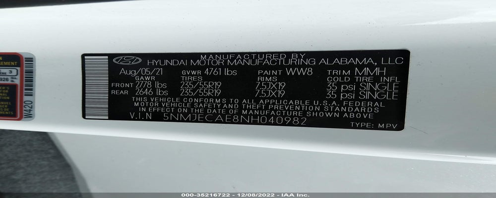 5NMJECAE8NH040982 2022 HYUNDAI TUCSON photo no. 9