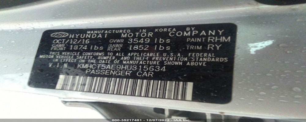 KMHCT5AE9HU315634 2017 HYUNDAI ACCENT photo no. 9