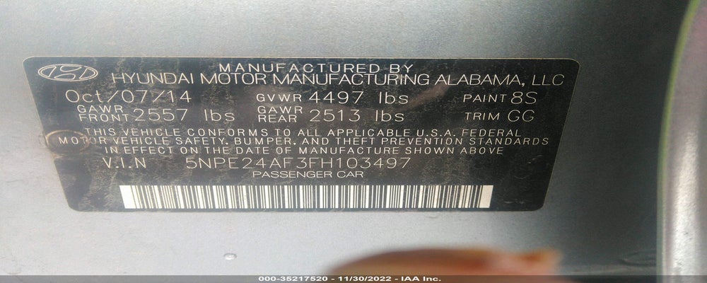 5NPE24AF3FH103497 2015 HYUNDAI SONATA photo no. 9