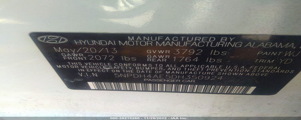 5NPDH4AE5DH350924 2013 HYUNDAI ELANTRA photo no. 9