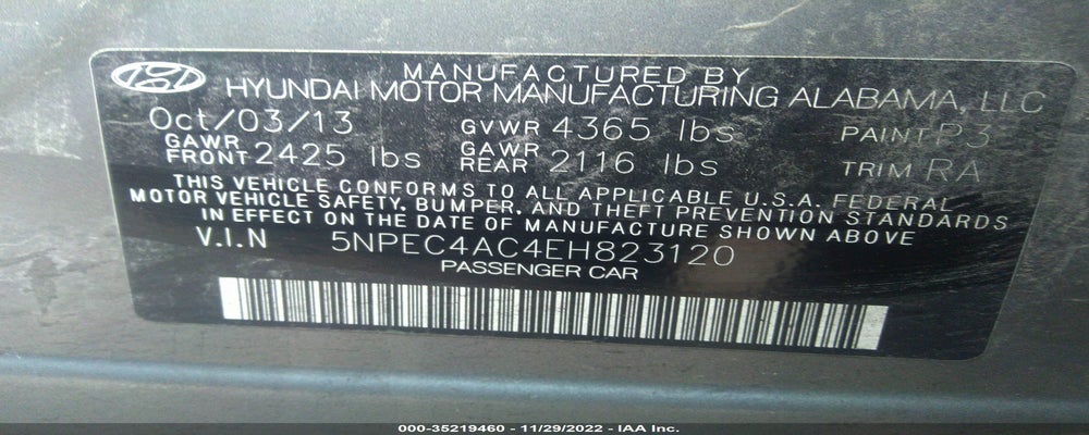 5NPEC4AC4EH823120 2014 HYUNDAI SONATA photo no. 9