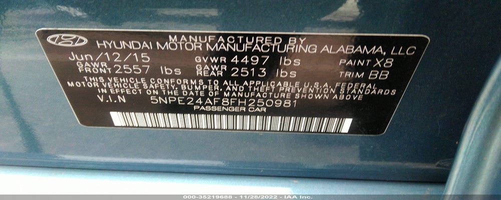 5NPE24AF8FH250981 2015 HYUNDAI SONATA photo no. 9