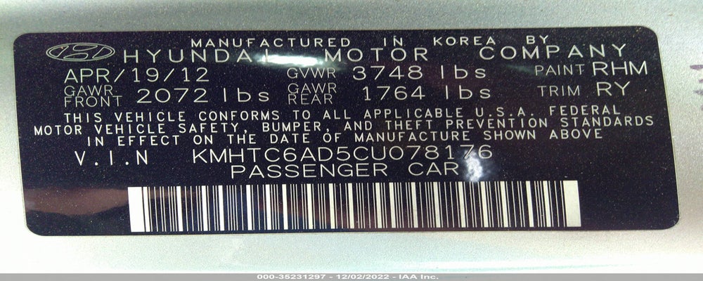 KMHTC6AD5CU078176 2012 HYUNDAI VELOSTER photo no. 9