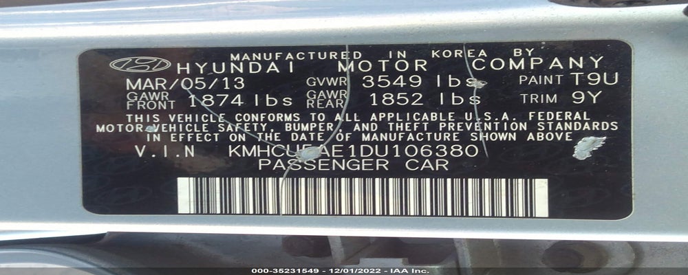 KMHCU5AE1DU106380 2013 HYUNDAI ACCENT photo no. 9