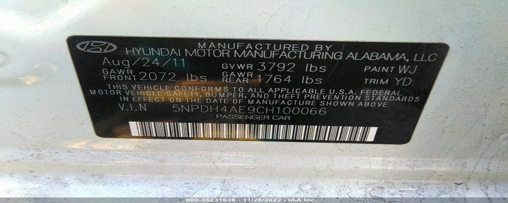 5NPDH4AE9CH100066 2012 HYUNDAI ELANTRA photo no. 9