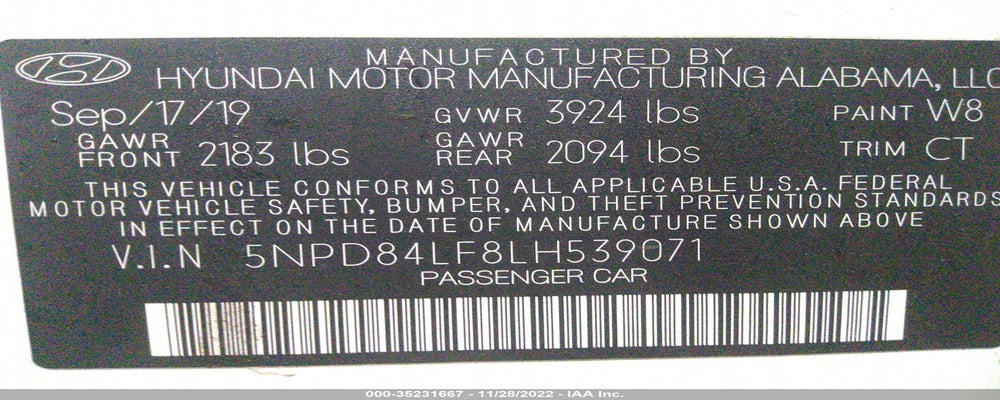 5NPD84LF8LH539071 2020 HYUNDAI ELANTRA photo no. 9