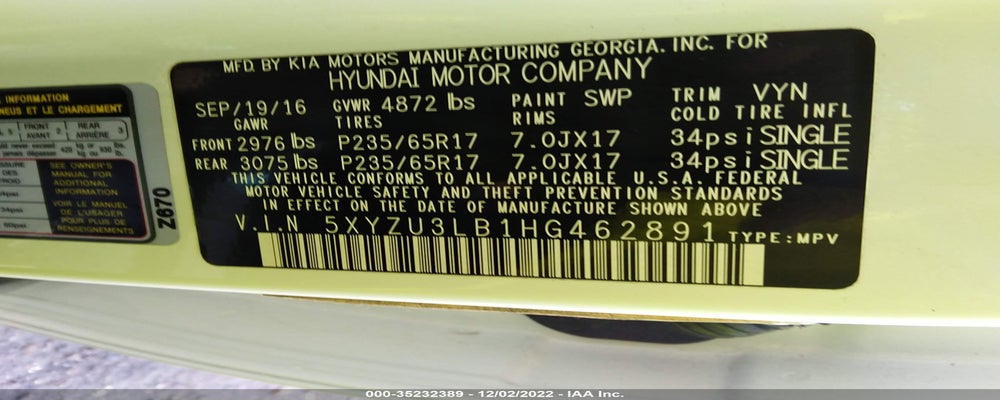 5XYZU3LB1HG462891 2017 HYUNDAI SANTA FE SPORT photo no. 9