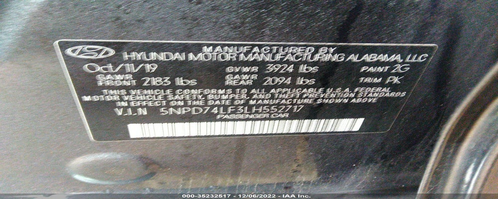 5NPD74LF3LH552717 2020 HYUNDAI ELANTRA photo no. 9