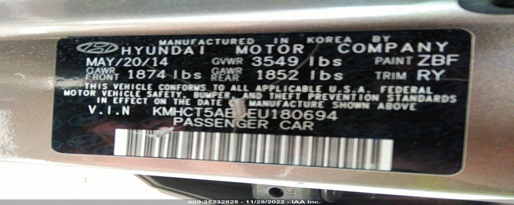 KMHCT5AE3EU180694 2014 HYUNDAI ACCENT photo no. 9