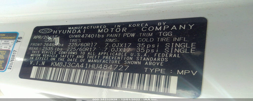 KM8J3CA41HU484727 2017 HYUNDAI TUCSON photo no. 9