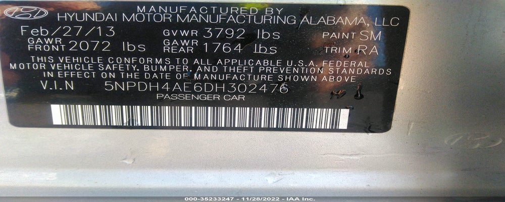 5NPDH4AE6DH302476 2013 HYUNDAI ELANTRA photo no. 9